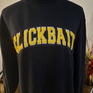 Clickbait Navy Crewneck Sweatshirt Men's Small David Dobrik Merch Yellow Logo